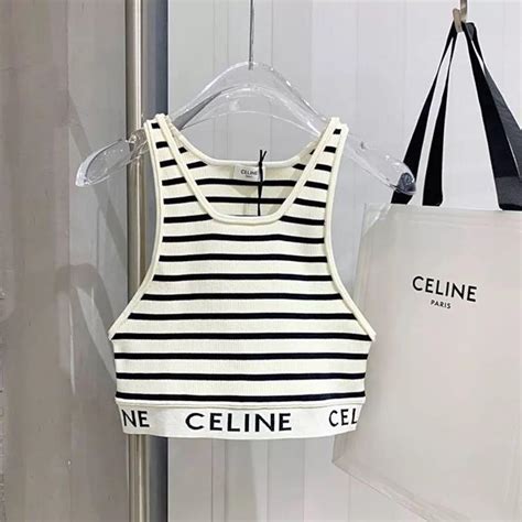 celine black crop top|WOMEN'S LUXURY BLACK SHIRTS AND TOPS .